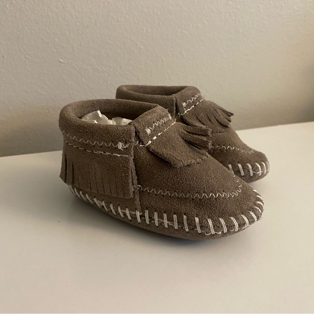 Minnetonka Grey Suede Riley Booties- NEW WITH BOX